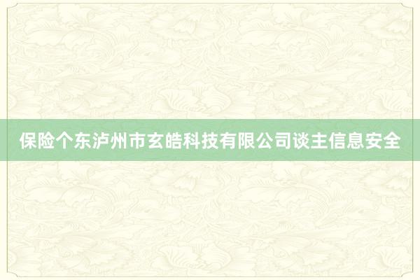 保险个东泸州市玄皓科技有限公司谈主信息安全