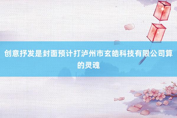 创意抒发是封面预计打泸州市玄皓科技有限公司算的灵魂